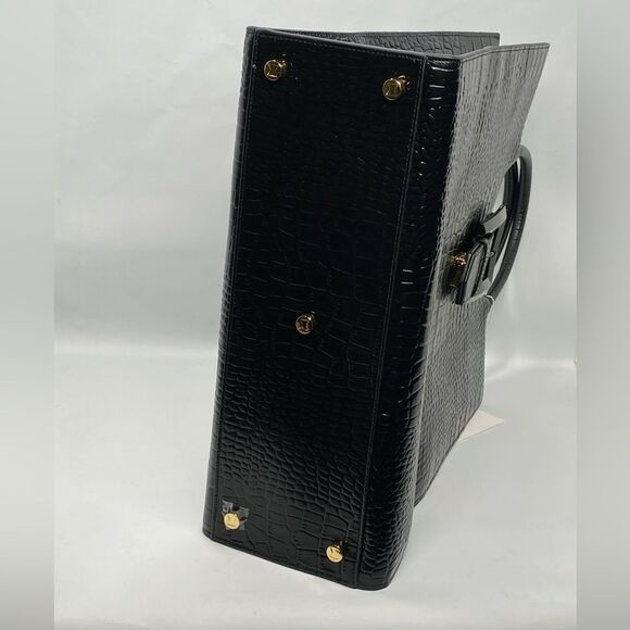 Mac Duggal Croco Leather Buckle Detail Maxi Tote Bag - Picture 7 of 12